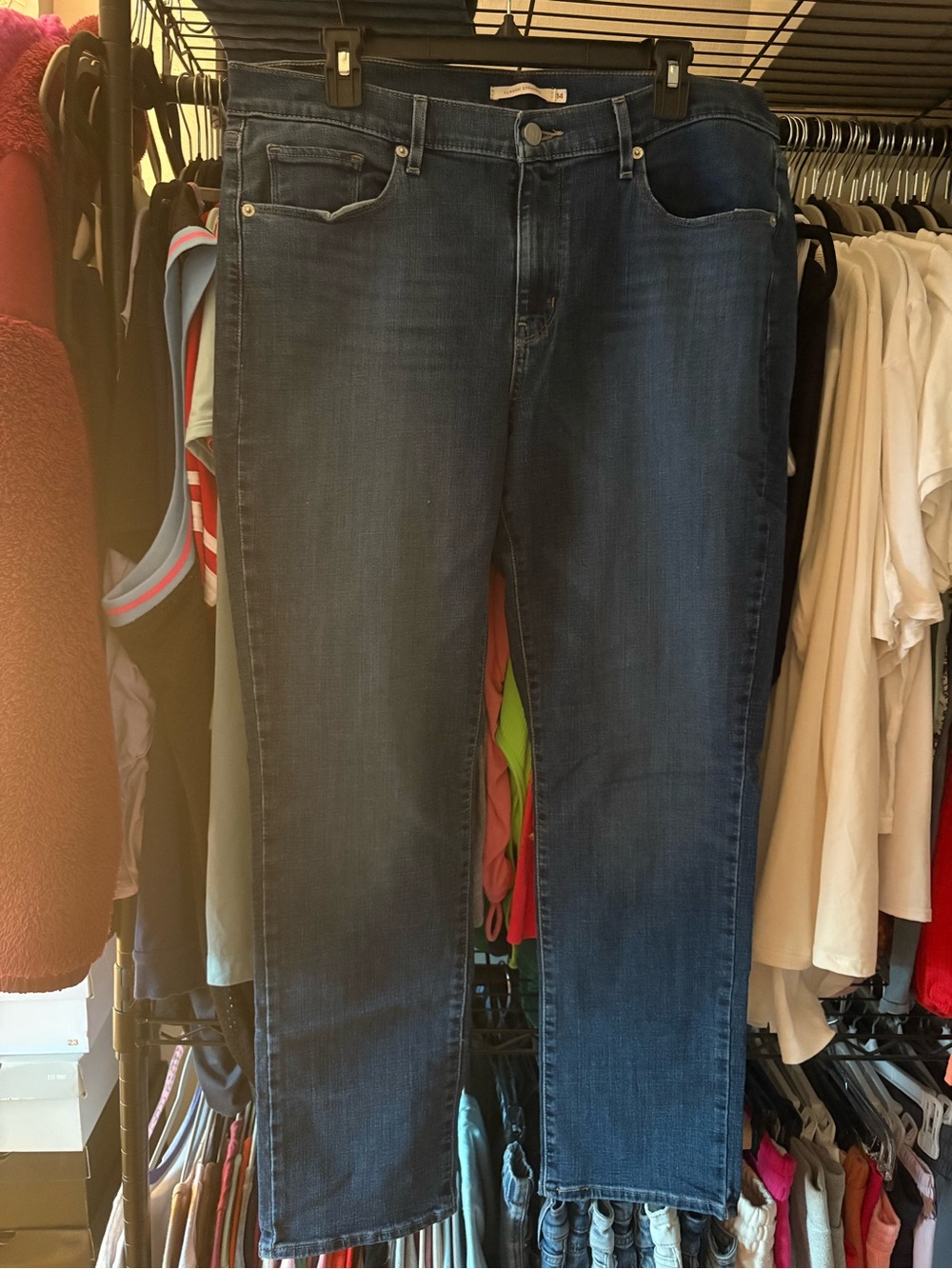 Dark Blue Women Straight-Leg Jeans Size 14
